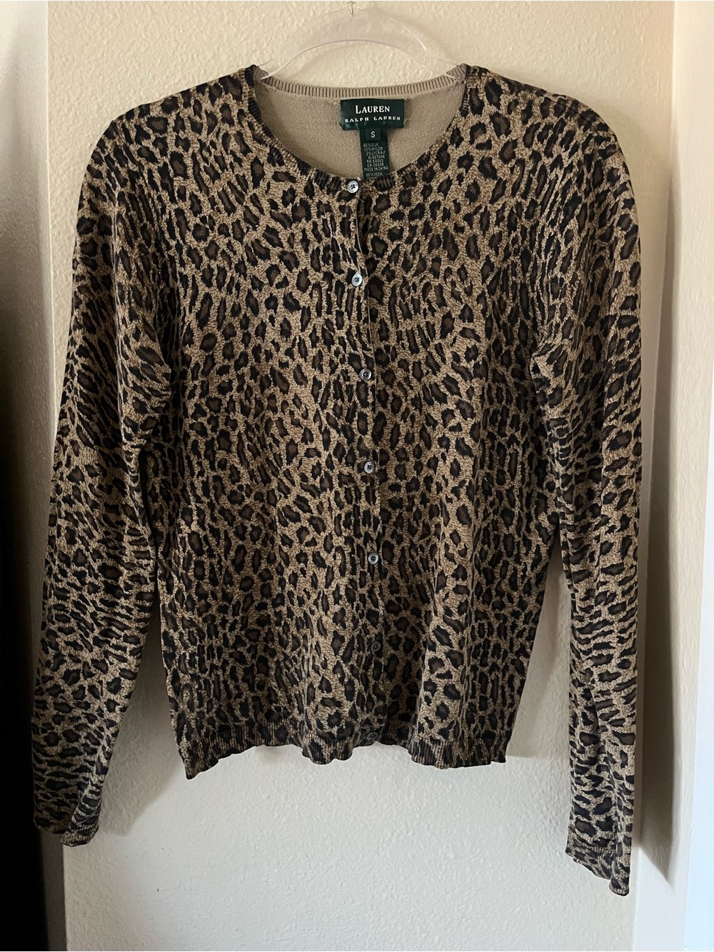 Ralph Lauren Brown and Black Leopard Print Cardigan